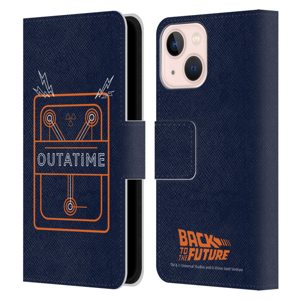 Back to the Future I Quotes Outatime Leather Book Wallet Case Cover For Apple iPhone 13 Mini