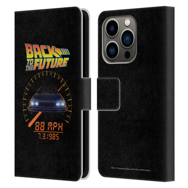 Back to the Future I Quotes 88 MPH Leather Book Wallet Case Cover For Apple iPhone 14 Pro