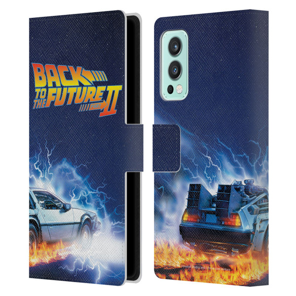 Back to the Future II Key Art Delorean Leather Book Wallet Case Cover For OnePlus Nord 2 5G