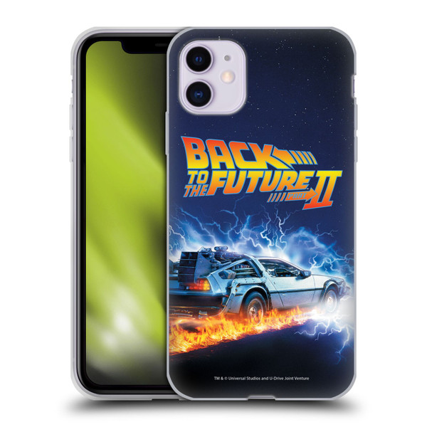 Back to the Future II Key Art Time Machine Car Soft Gel Case for Apple iPhone 11