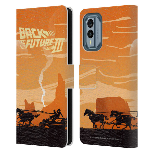 Back to the Future Movie III Car Silhouettes Car In Desert Leather Book Wallet Case Cover For Nokia X30