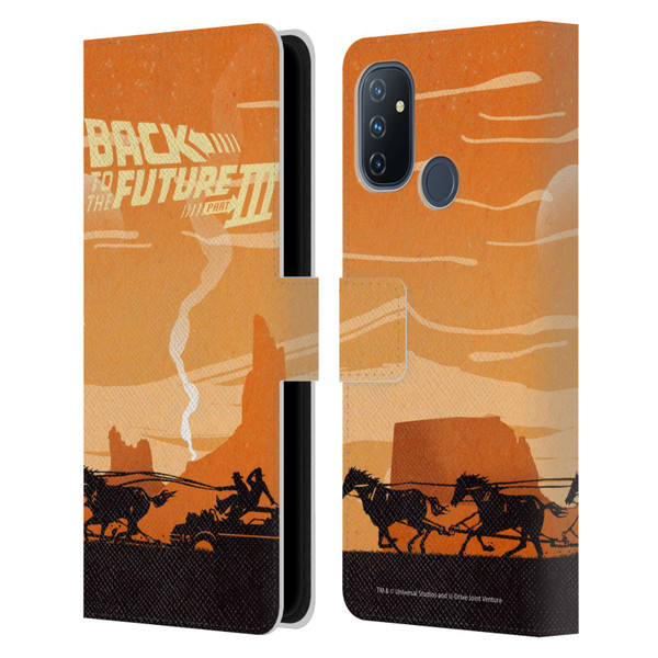 Back to the Future Movie III Car Silhouettes Car In Desert Leather Book Wallet Case Cover For OnePlus Nord N100