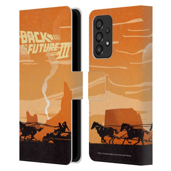 Back to the Future Movie III Car Silhouettes Car In Desert Leather Book Wallet Case Cover For Samsung Galaxy A33 5G (2022)