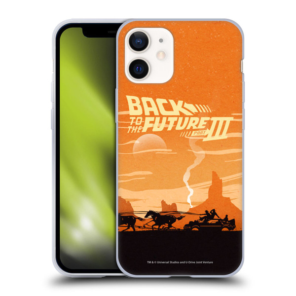 Back to the Future Movie III Car Silhouettes Desert Soft Gel Case for Apple iPhone 12 Mini