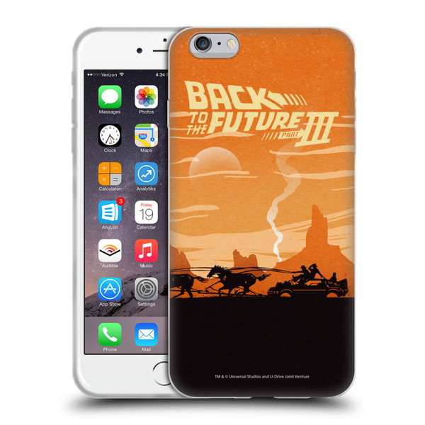 Back to the Future Movie III Car Silhouettes Desert Soft Gel Case for Apple iPhone 6 Plus / iPhone 6s Plus