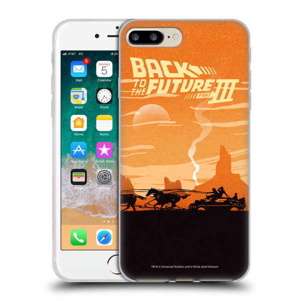Back to the Future Movie III Car Silhouettes Desert Soft Gel Case for Apple iPhone 7 Plus / iPhone 8 Plus