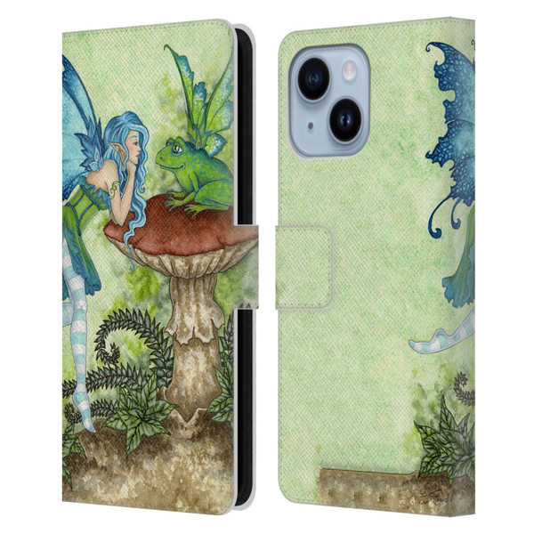 Amy Brown Pixies Frog Gossip Leather Book Wallet Case Cover For Apple iPhone 14 Plus
