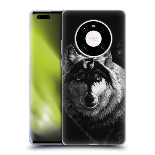Stanley Morrison Black And White Gray Wolf With Dragon Marking Soft Gel Case for Huawei Mate 40 Pro 5G