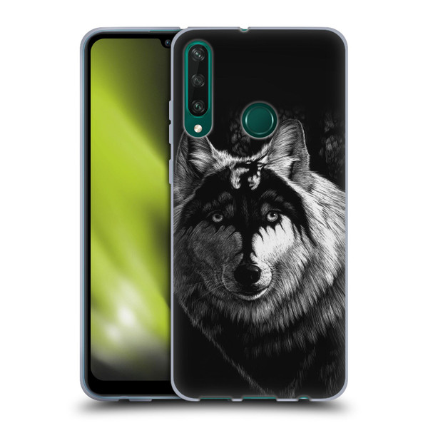 Stanley Morrison Black And White Gray Wolf With Dragon Marking Soft Gel Case for Huawei Y6p