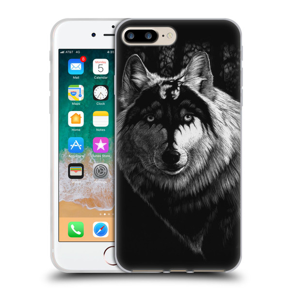 Stanley Morrison Black And White Gray Wolf With Dragon Marking Soft Gel Case for Apple iPhone 7 Plus / iPhone 8 Plus