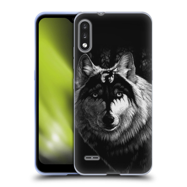 Stanley Morrison Black And White Gray Wolf With Dragon Marking Soft Gel Case for LG K22