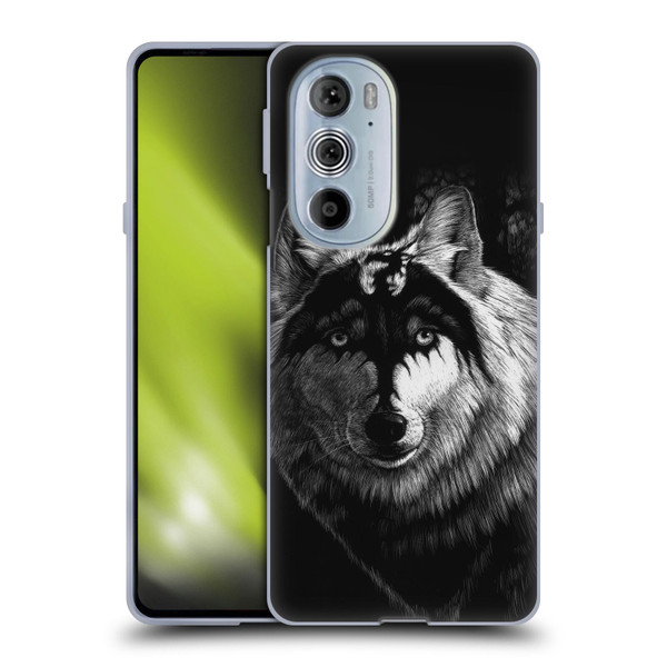 Stanley Morrison Black And White Gray Wolf With Dragon Marking Soft Gel Case for Motorola Edge X30