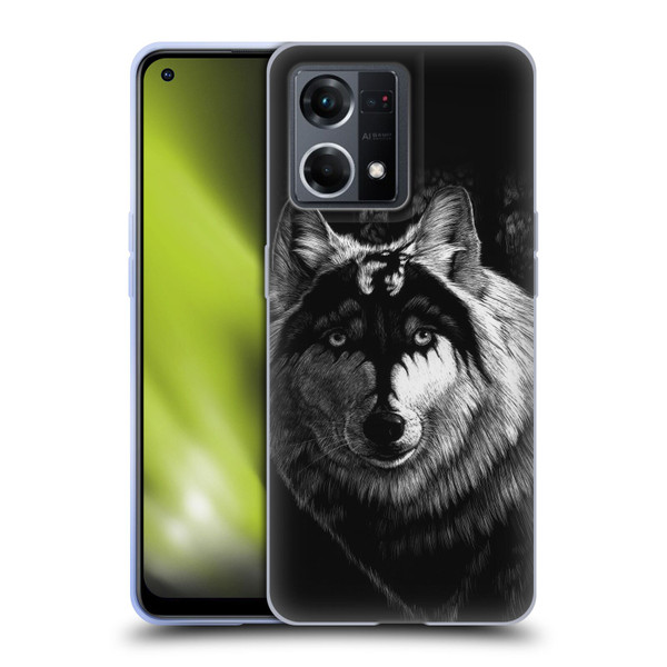 Stanley Morrison Black And White Gray Wolf With Dragon Marking Soft Gel Case for OPPO Reno8 4G
