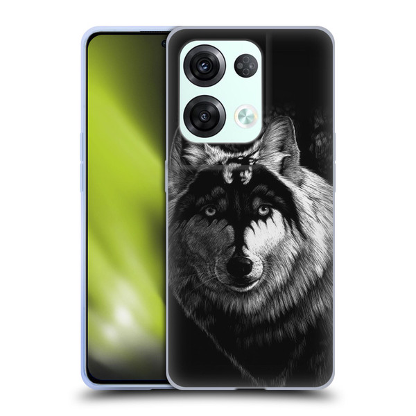 Stanley Morrison Black And White Gray Wolf With Dragon Marking Soft Gel Case for OPPO Reno8 Pro