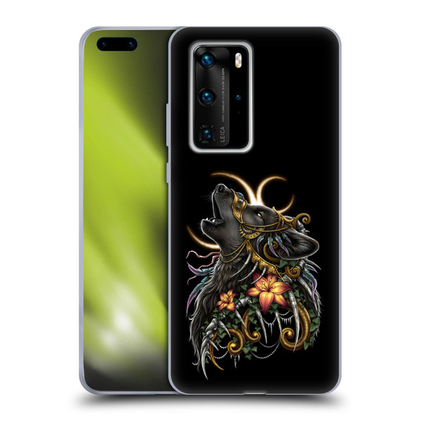 Sarah Richter Animals Gothic Black Howling Wolf Soft Gel Case for Huawei P40 Pro / P40 Pro Plus 5G