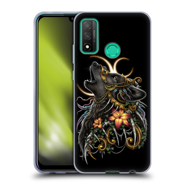 Sarah Richter Animals Gothic Black Howling Wolf Soft Gel Case for Huawei P Smart (2020)