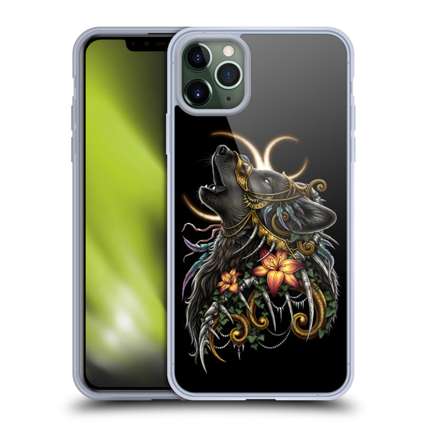 Sarah Richter Animals Gothic Black Howling Wolf Soft Gel Case for Apple iPhone 11 Pro Max