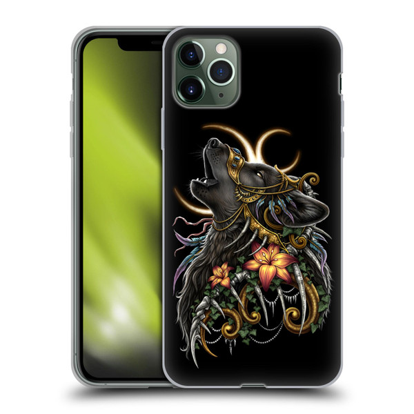 Sarah Richter Animals Gothic Black Howling Wolf Soft Gel Case for Apple iPhone 11 Pro Max