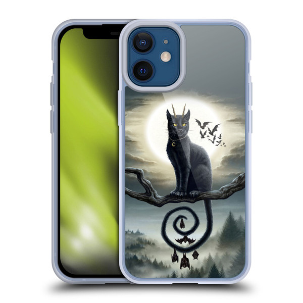Sarah Richter Animals Gothic Black Cat & Bats Soft Gel Case for Apple iPhone 12 Mini