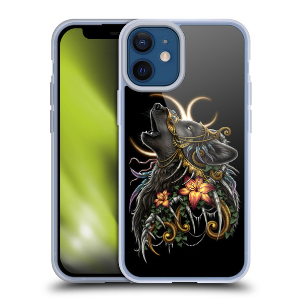 Sarah Richter Animals Gothic Black Howling Wolf Soft Gel Case for Apple iPhone 12 Mini