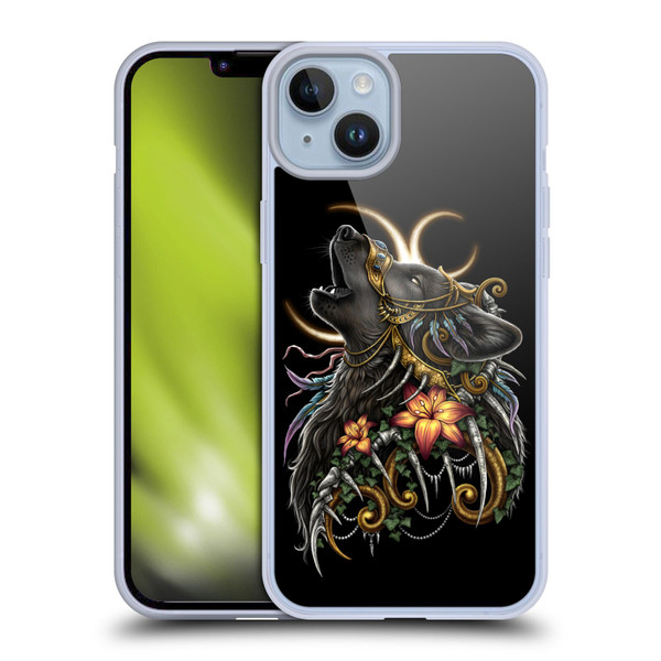 Sarah Richter Animals Gothic Black Howling Wolf Soft Gel Case for Apple iPhone 14 Plus