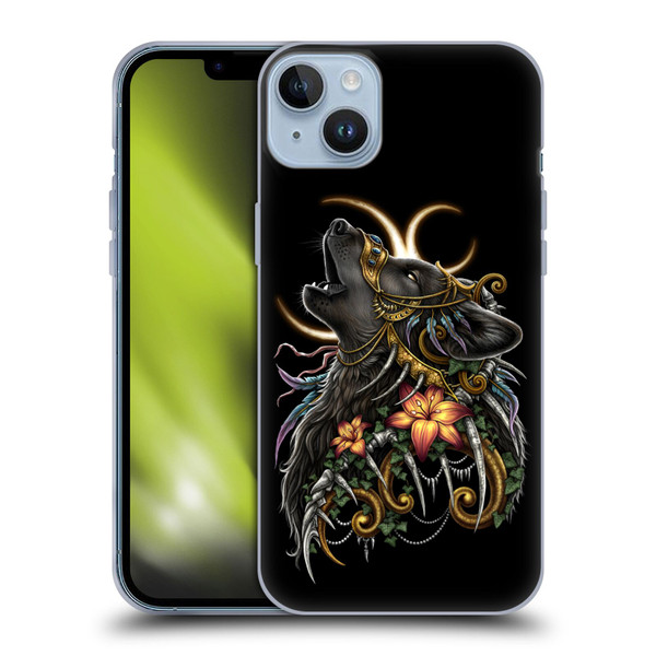 Sarah Richter Animals Gothic Black Howling Wolf Soft Gel Case for Apple iPhone 14 Plus