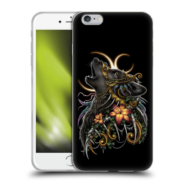 Sarah Richter Animals Gothic Black Howling Wolf Soft Gel Case for Apple iPhone 6 Plus / iPhone 6s Plus
