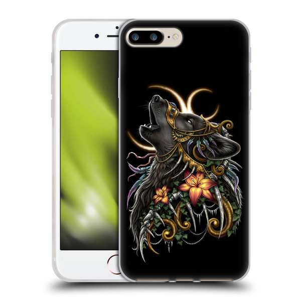 Sarah Richter Animals Gothic Black Howling Wolf Soft Gel Case for Apple iPhone 7 Plus / iPhone 8 Plus