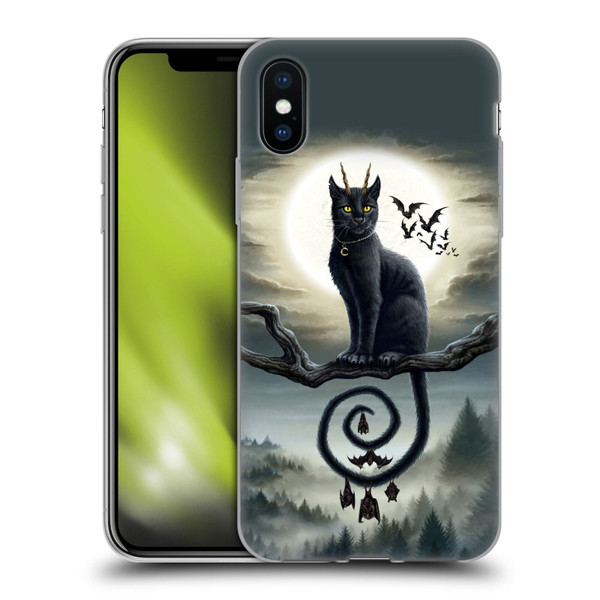 Sarah Richter Animals Gothic Black Cat & Bats Soft Gel Case for Apple iPhone X / iPhone XS