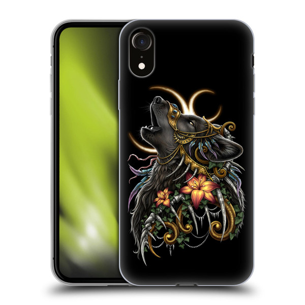 Sarah Richter Animals Gothic Black Howling Wolf Soft Gel Case for Apple iPhone XR