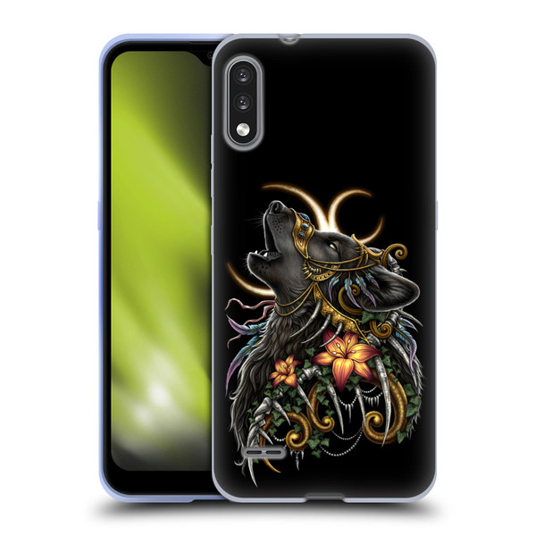 Sarah Richter Animals Gothic Black Howling Wolf Soft Gel Case for LG K22