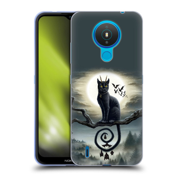 Sarah Richter Animals Gothic Black Cat & Bats Soft Gel Case for Nokia 1.4