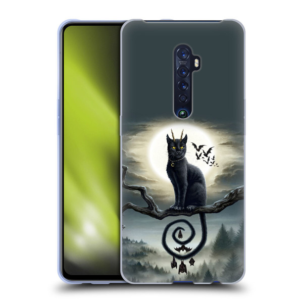 Sarah Richter Animals Gothic Black Cat & Bats Soft Gel Case for OPPO Reno 2