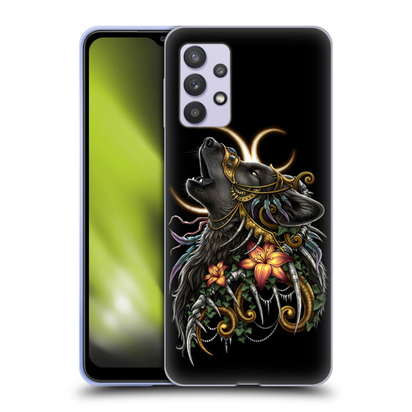 Sarah Richter Animals Gothic Black Howling Wolf Soft Gel Case for Samsung Galaxy A32 5G / M32 5G (2021)
