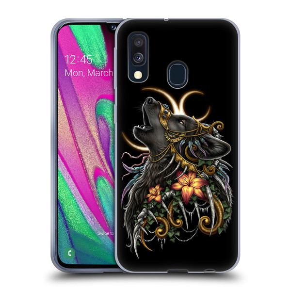 Sarah Richter Animals Gothic Black Howling Wolf Soft Gel Case for Samsung Galaxy A40 (2019)