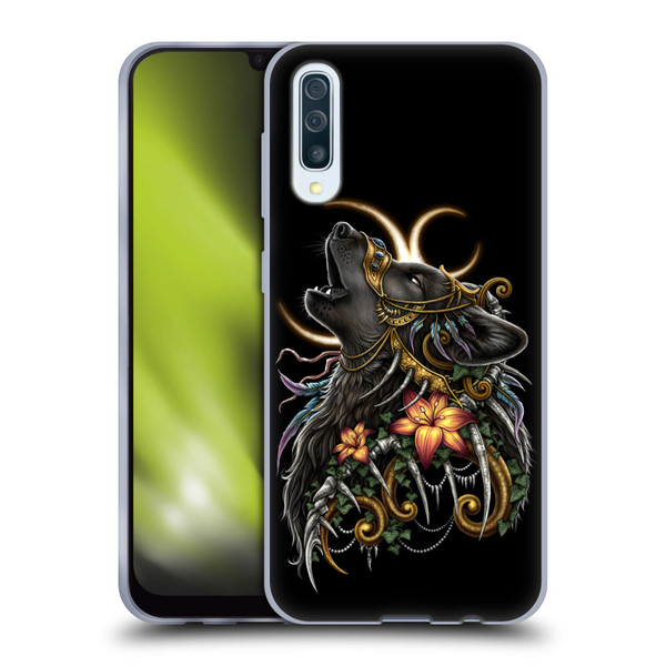 Sarah Richter Animals Gothic Black Howling Wolf Soft Gel Case for Samsung Galaxy A50/A30s (2019)