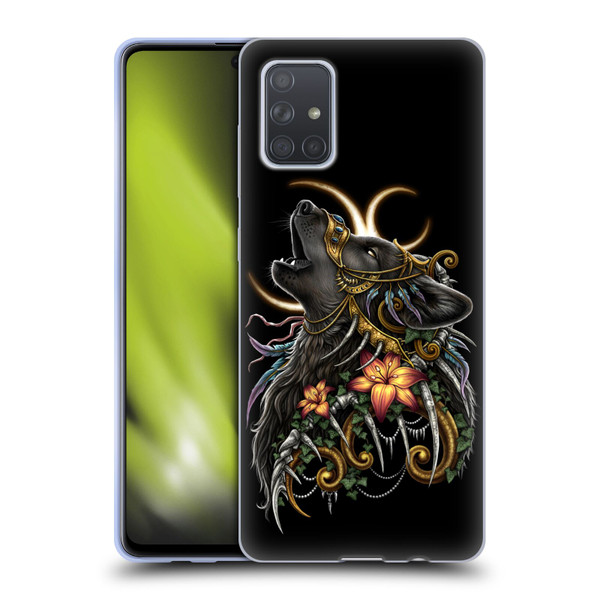Sarah Richter Animals Gothic Black Howling Wolf Soft Gel Case for Samsung Galaxy A71 (2019)