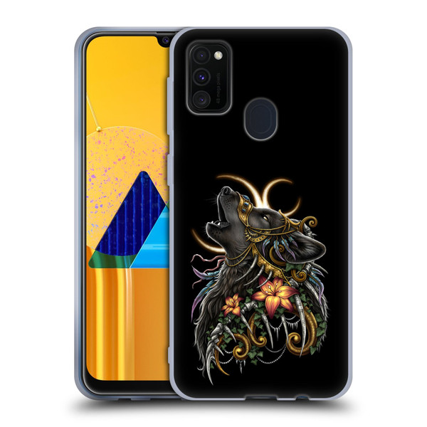 Sarah Richter Animals Gothic Black Howling Wolf Soft Gel Case for Samsung Galaxy M30s (2019)/M21 (2020)