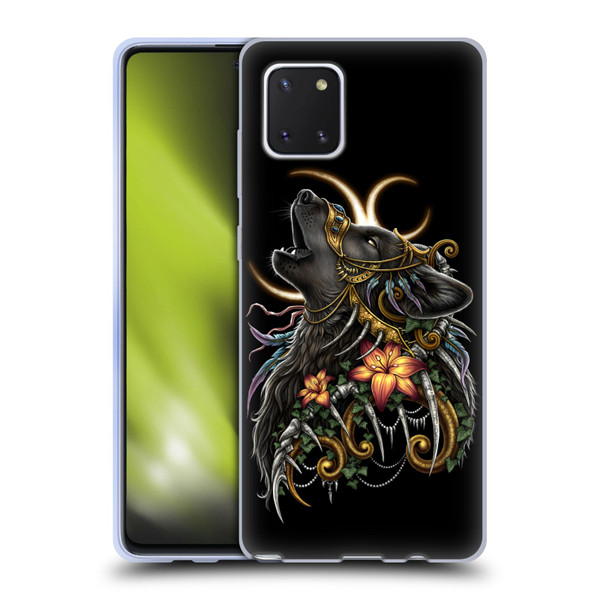 Sarah Richter Animals Gothic Black Howling Wolf Soft Gel Case for Samsung Galaxy Note10 Lite