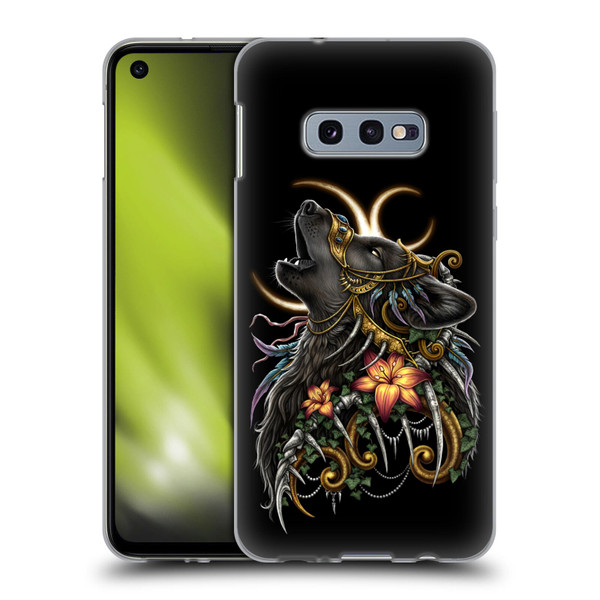 Sarah Richter Animals Gothic Black Howling Wolf Soft Gel Case for Samsung Galaxy S10e