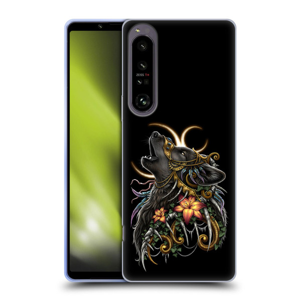 Sarah Richter Animals Gothic Black Howling Wolf Soft Gel Case for Sony Xperia 1 IV
