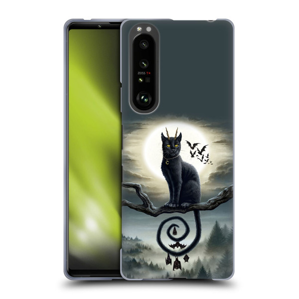 Sarah Richter Animals Gothic Black Cat & Bats Soft Gel Case for Sony Xperia 1 III