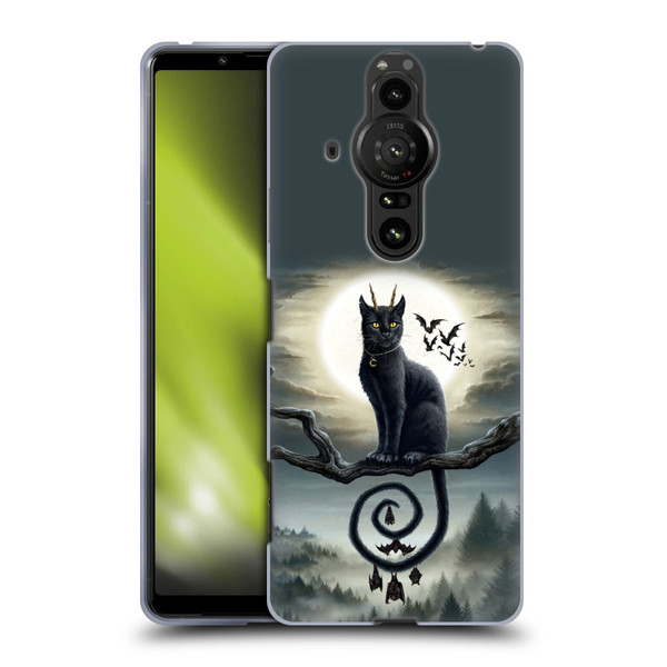Sarah Richter Animals Gothic Black Cat & Bats Soft Gel Case for Sony Xperia Pro-I