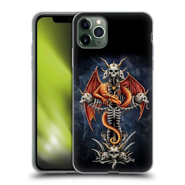 Sarah Richter Fantasy Creatures Red Dragon Guarding Bone Cross Soft Gel Case for Apple iPhone 11 Pro Max