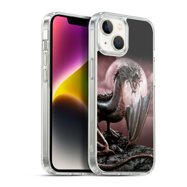 Sarah Richter Fantasy Creatures Black Dragon Roaring Soft Gel Case for Apple iPhone 14