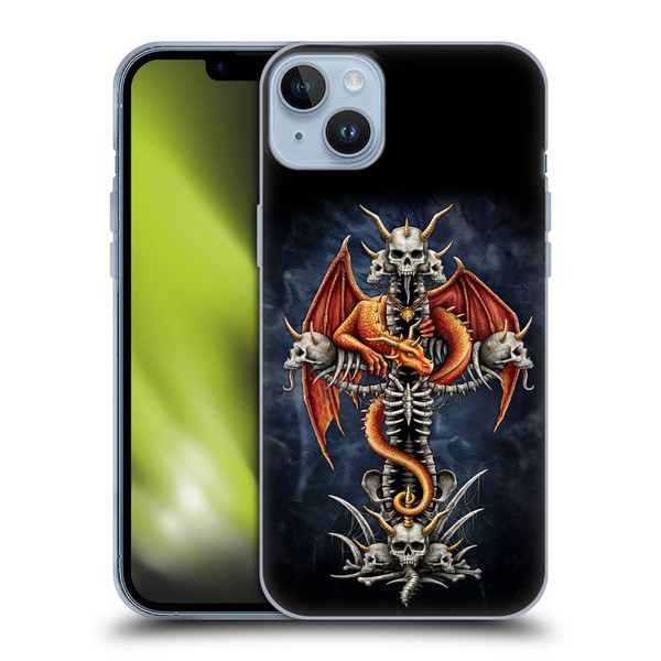 Sarah Richter Fantasy Creatures Red Dragon Guarding Bone Cross Soft Gel Case for Apple iPhone 14 Plus