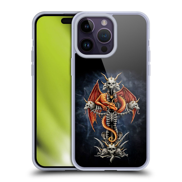Sarah Richter Fantasy Creatures Red Dragon Guarding Bone Cross Soft Gel Case for Apple iPhone 14 Pro Max