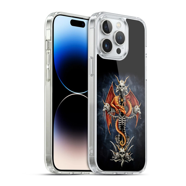 Sarah Richter Fantasy Creatures Red Dragon Guarding Bone Cross Soft Gel Case for Apple iPhone 14 Pro Max & MagSafe
