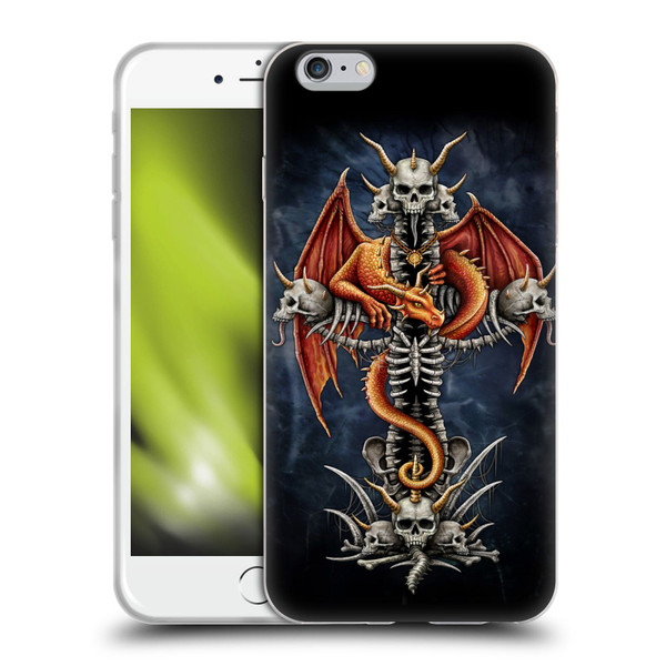 Sarah Richter Fantasy Creatures Red Dragon Guarding Bone Cross Soft Gel Case for Apple iPhone 6 Plus / iPhone 6s Plus