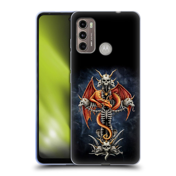 Sarah Richter Fantasy Creatures Red Dragon Guarding Bone Cross Soft Gel Case for Motorola Moto G60 / Moto G40 Fusion